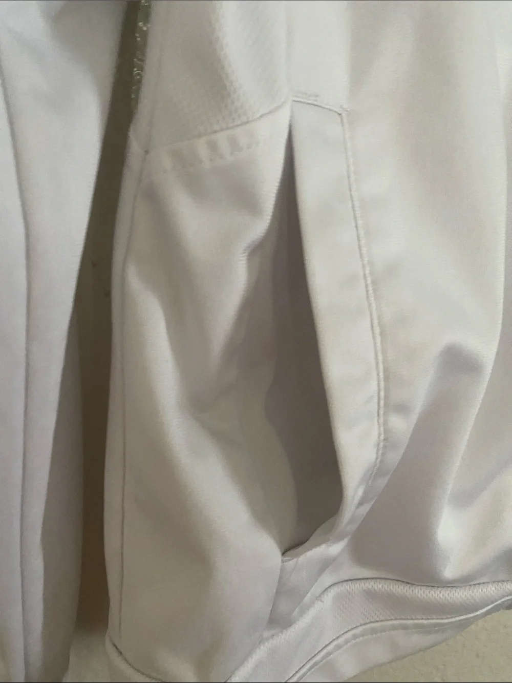 LOS ANGELES DOCKERS Logo White Varsity Jacket with Blue & Gray Stripes. Size XS